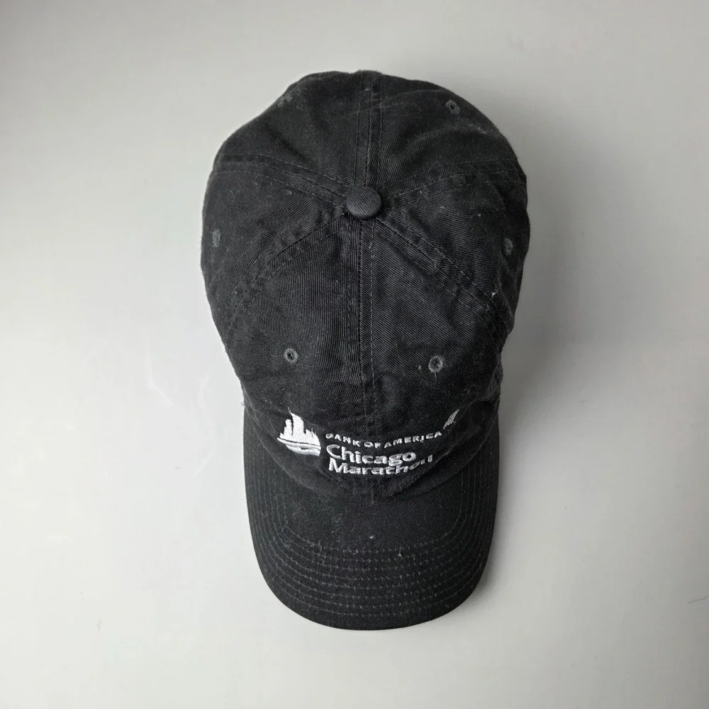 Vintage Nike Bank Of America Chicago Marathon Running Hat Cap Black Adjustable